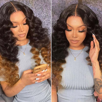 Ali Annabelle 1B/30 Two Tone Color Loose Deep Wave Colored Ombre Human Hair Wigs